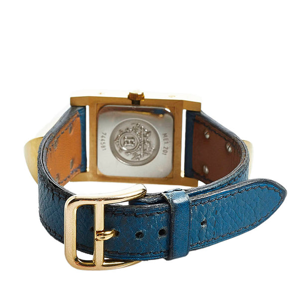 エルメス メドール 腕時計 クオーツ ホワイト文字盤 メッキ レザー レディース HERMES 【中古】