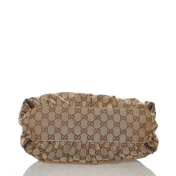 グッチ GGキャンバス アビー ワンショルダーバッグ 190525 ベージュ ブラウン キャンバス レザー レディース GUCCI 【中古】