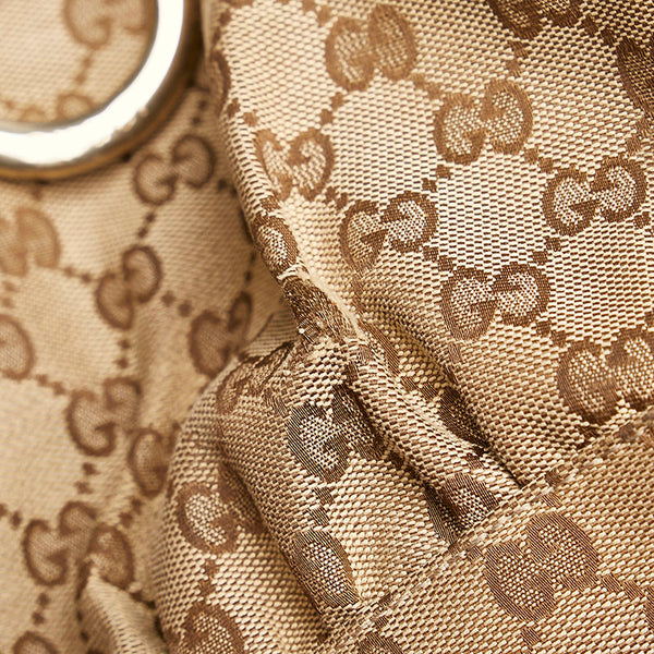 グッチ GGキャンバス アビー ワンショルダーバッグ 190525 ベージュ ブラウン キャンバス レザー レディース GUCCI 【中古】