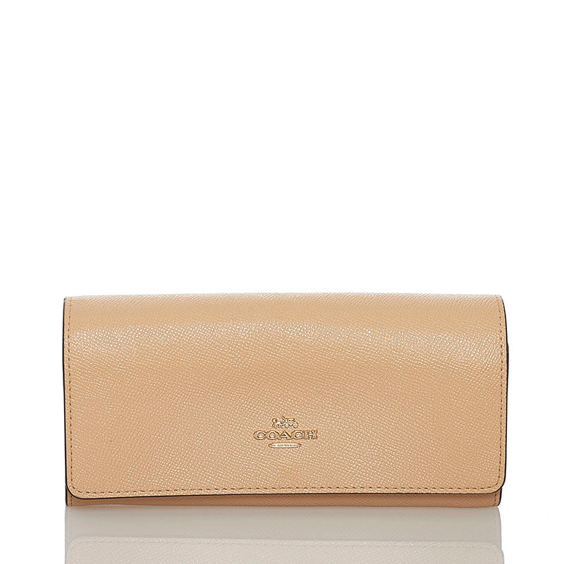 コーチ 長財布 ベージュ レザー レディース COACH 【中古】