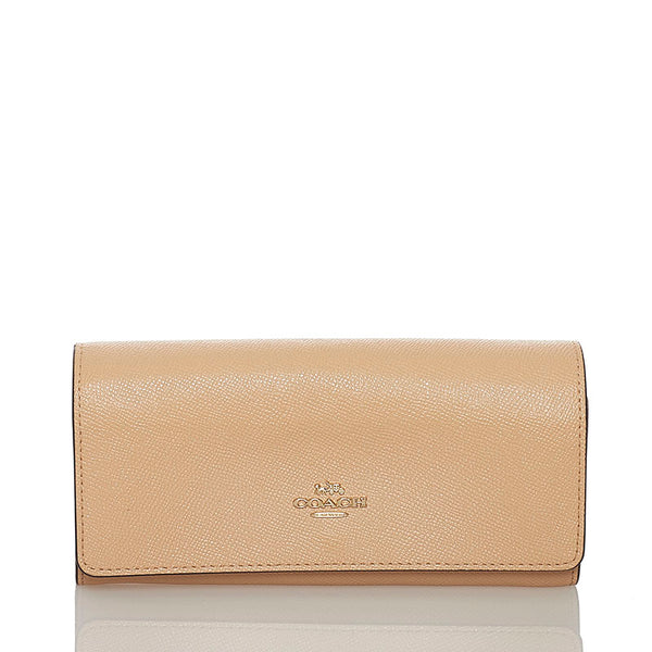 コーチ 長財布 ベージュ レザー レディース COACH 【中古】