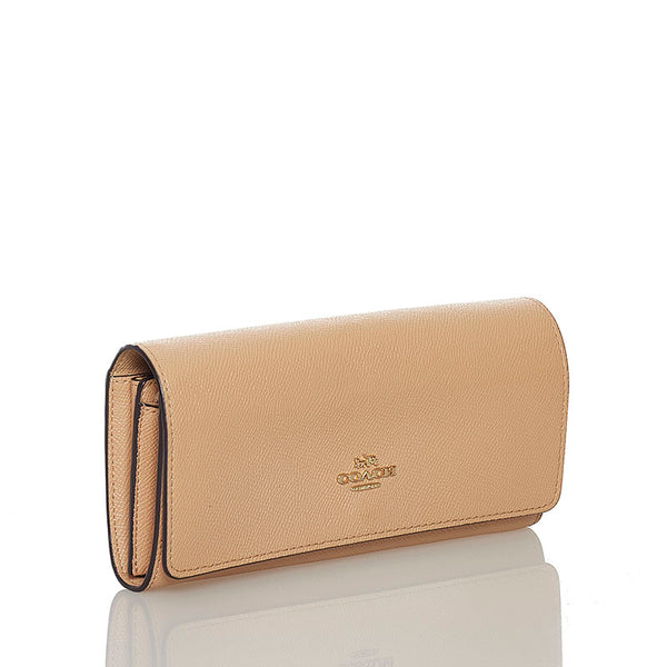 コーチ 長財布 ベージュ レザー レディース COACH 【中古】