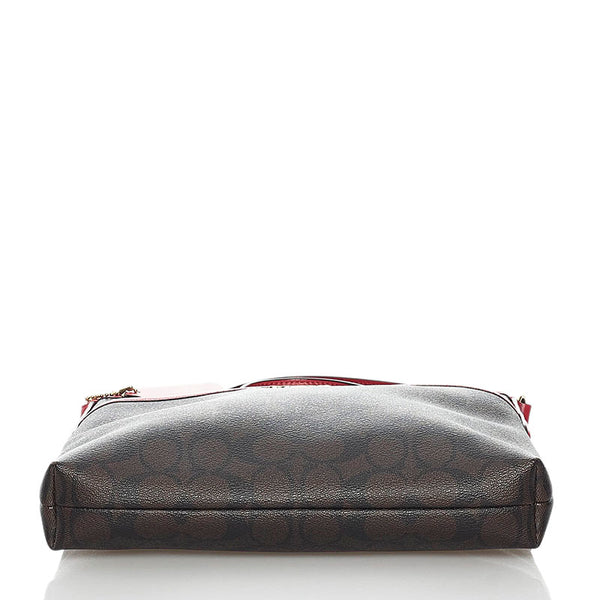 コーチ シグネチャー 斜め掛け ショルダーバッグ F29210 ブラウン レッド PVC レザー レディース COACH 【中古】