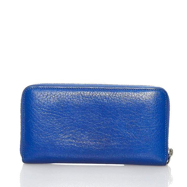 ジミーチュウ ラウンドファスナー 長財布 ブルー レザー レディース JIMMY CHOO 【中古】