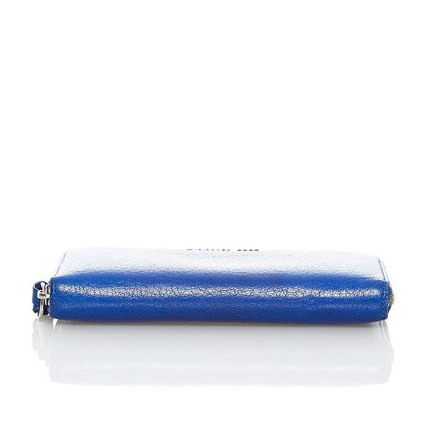 ジミーチュウ ラウンドファスナー 長財布 ブルー レザー レディース JIMMY CHOO 【中古】