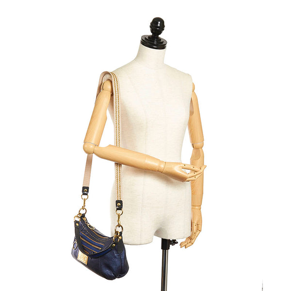 コーチ ポピー ハンドバッグ ショルダーバッグ 2way 15335 ネイビー レザー レディース COACH 【中古】