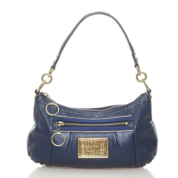 コーチ ポピー ハンドバッグ ショルダーバッグ 2way 15335 ネイビー レザー レディース COACH 【中古】