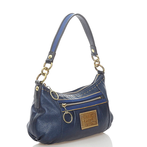 コーチ ポピー ハンドバッグ ショルダーバッグ 2way 15335 ネイビー レザー レディース COACH 【中古】