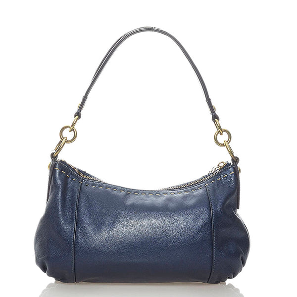 コーチ ポピー ハンドバッグ ショルダーバッグ 2way 15335 ネイビー レザー レディース COACH 【中古】