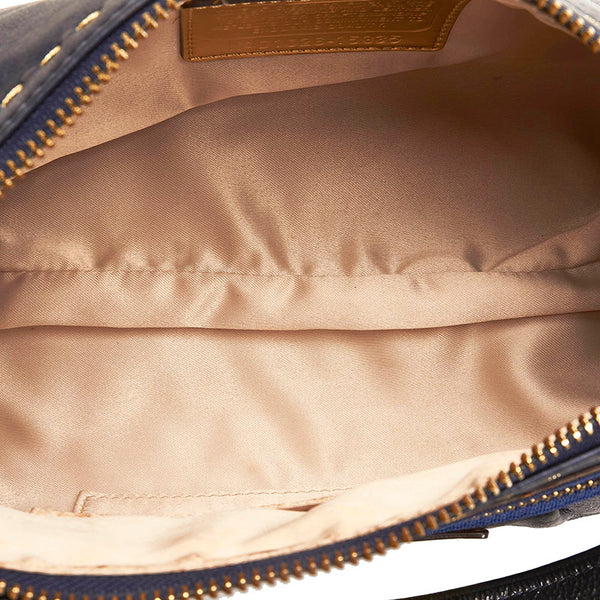 コーチ ポピー ハンドバッグ ショルダーバッグ 2way 15335 ネイビー レザー レディース COACH 【中古】