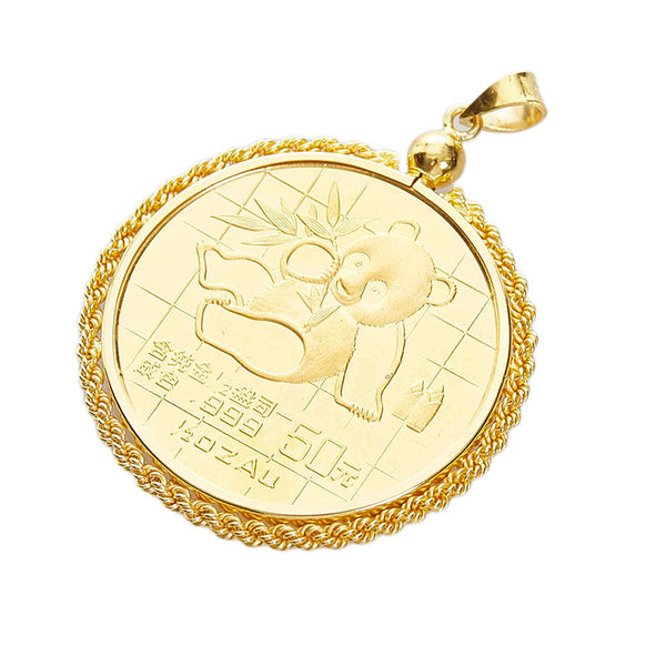 K24YG イエローゴールド K10YG イエローゴールド パンダ金貨 1/2OZ 中華人民共和国 1989 ペンダントトップ レディース 【中古】