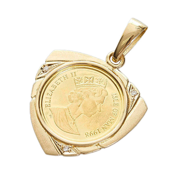 K24IG インゴット K18YG イエローゴールド ダイヤ0.02ct マン島キャットコイン 1/10OZ ペンダントトップ レディース 【中古】
