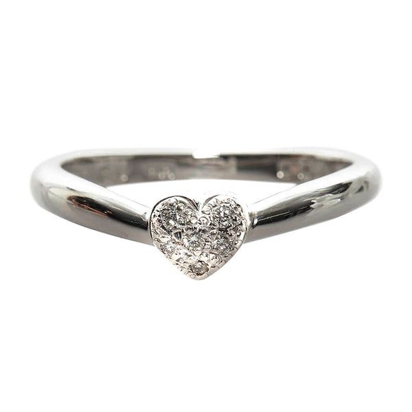 スタージュエリー K18WG ホワイトゴールド ダイヤ0.04ct ハート リング 指輪 レディース STAR JEWELRY 10号 【中古】