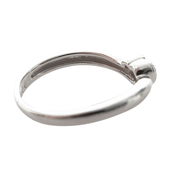 スタージュエリー K18WG ホワイトゴールド ダイヤ0.04ct ハート リング 指輪 レディース STAR JEWELRY 10号 【中古】