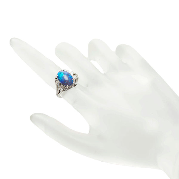 Pt900 プラチナ ブラックオパール2.33ct ダイヤ0.48ct リング 指輪 レディース 7.5号 【中古】