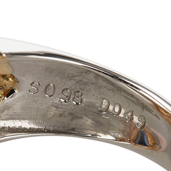 Pt900 プラチナ K18YG イエローゴールド サファイア0.98ct ダイヤ0.49ct リング 指輪 レディース 9.5号 【中古】