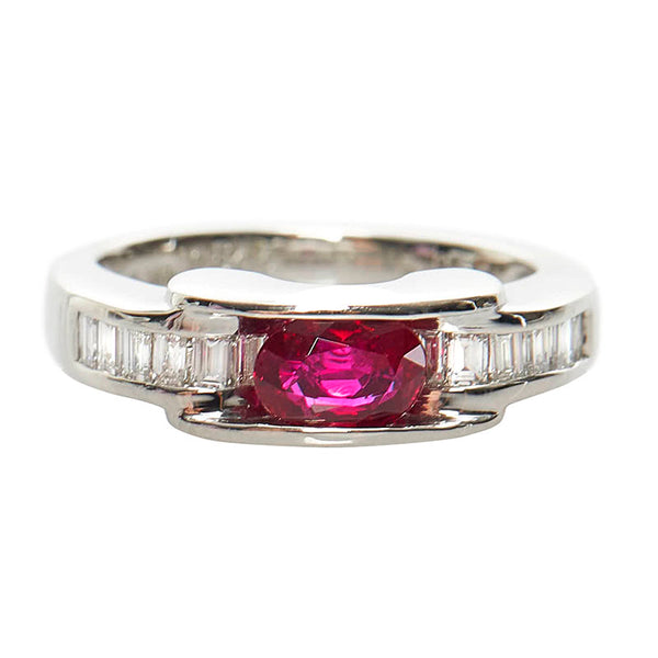 Pt900 プラチナ ルビー0.544ct ダイヤ0.24ct Pt900　ルビー　リング　6.4ｇ リング 指輪 レディース 6号 【中古】