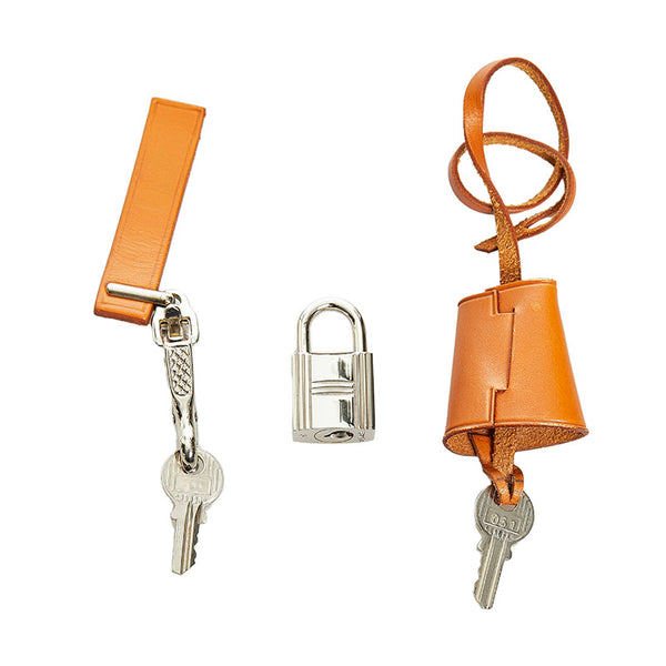 エルメス カデナ クロシェット 鍵 キーフック セット シルバー ブラウン メタル レザー レディース HERMES 【中古】