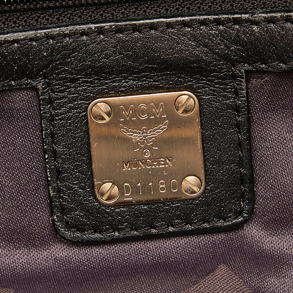 エム シー エム ロゴグラム 型押し トートバッグ ブラック レザー レディース MCM 【中古】