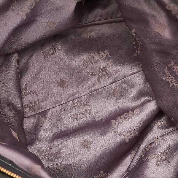 エム シー エム ロゴグラム 型押し トートバッグ ブラック レザー レディース MCM 【中古】