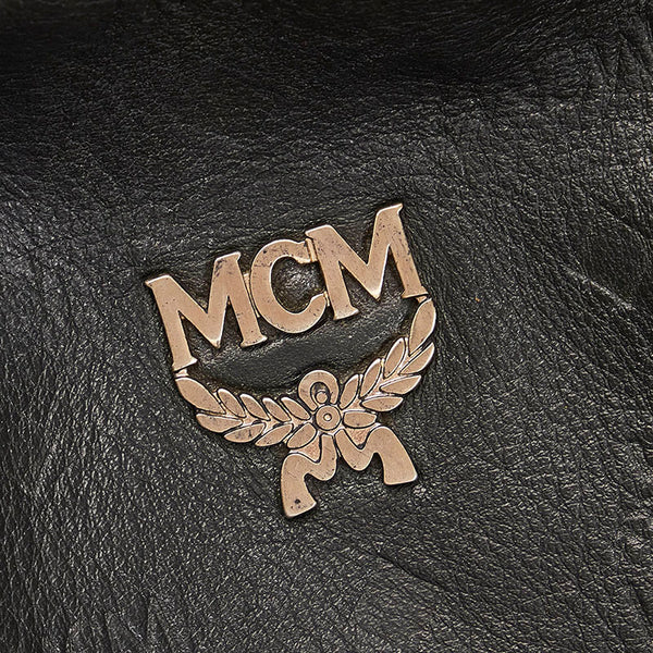 エム シー エム ロゴグラム 型押し トートバッグ ブラック レザー レディース MCM 【中古】