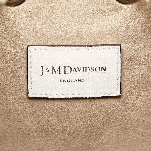 ジェイアンドエムデヴィッドソン スタッズ フリンジ ワンショルダーバッグ ホワイト レザー レディース J&M Davidson 【中古】
