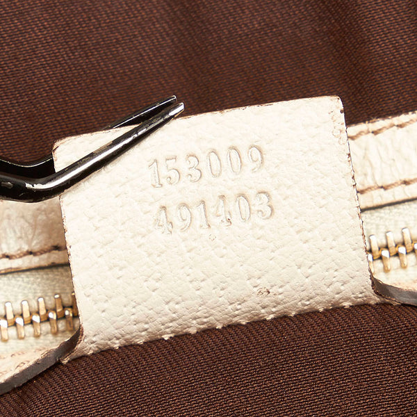 グッチ GGキャンバス ショルダーバッグ トートバッグ 153009 ベージュ ホワイト キャンバス レザー レディース GUCCI 【中古】