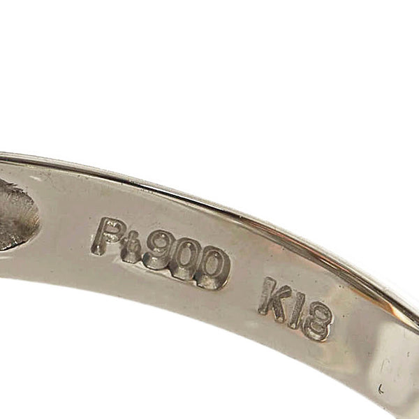 Pt900 プラチナ K18YG イエローゴールド ダイヤ0.13ct リング 指輪 レディース 11号 【中古】
