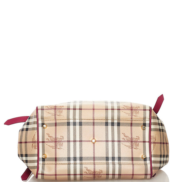 バーバリー ノバチェック シャドーホース ワンショルダーバッグ ベージュ ピンク PVC レザー レディース BURBERRY 【中古】
