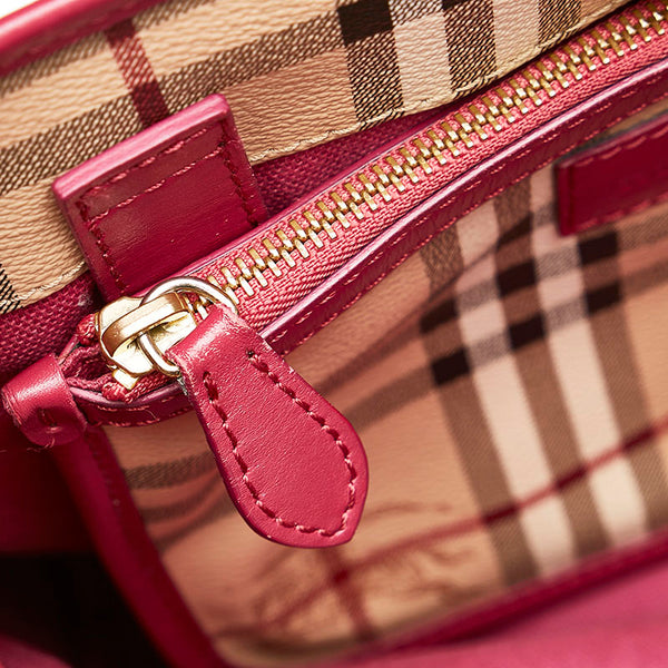 バーバリー ノバチェック シャドーホース ワンショルダーバッグ ベージュ ピンク PVC レザー レディース BURBERRY 【中古】