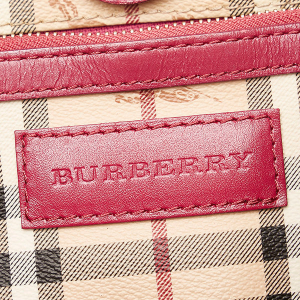 バーバリー ノバチェック シャドーホース ワンショルダーバッグ ベージュ ピンク PVC レザー レディース BURBERRY 【中古】
