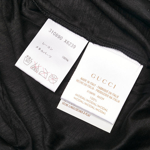 グッチ シェリーライン Vネック 半袖Ｔシャツ ブラック レーヨン レディース GUCCI 【中古】