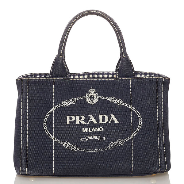 プラダ カナパ ハンドバッグ ショルダーバッグ 2WAY 1BG439 ブルー キャンバス レディース PRADA 【中古】