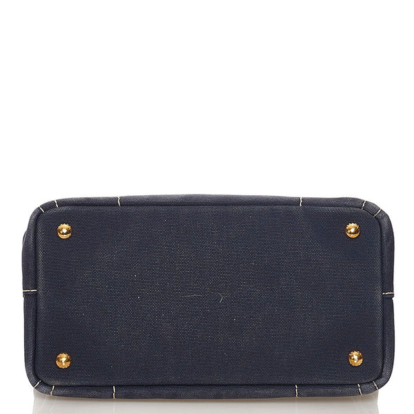 プラダ カナパ ハンドバッグ ショルダーバッグ 2WAY 1BG439 ブルー キャンバス レディース PRADA 【中古】