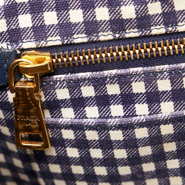 プラダ カナパ ハンドバッグ ショルダーバッグ 2WAY 1BG439 ブルー キャンバス レディース PRADA 【中古】