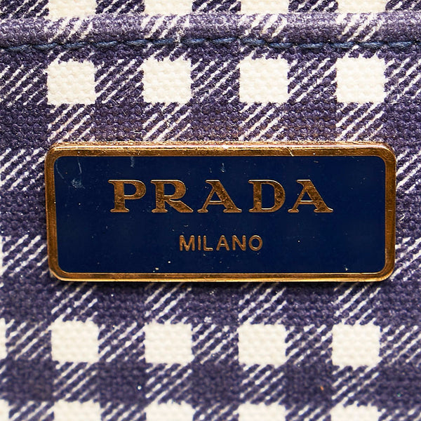 プラダ カナパ ハンドバッグ ショルダーバッグ 2WAY 1BG439 ブルー キャンバス レディース PRADA 【中古】