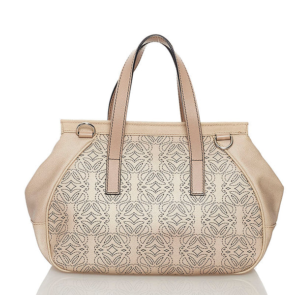 ロエベ アナグラム ハンドバッグ ベージュ レザー レディース LOEWE 【中古】