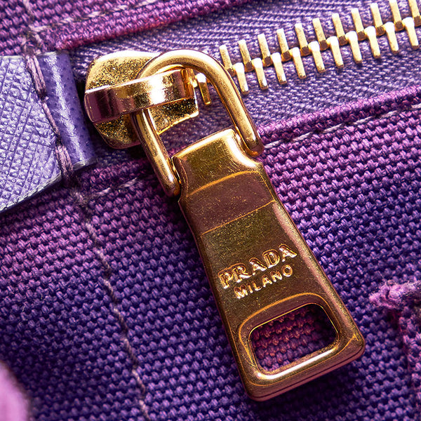 プラダ カナパ L ハンドバッグ ショルダーバッグ 2WAY パープル キャンバス レディース PRADA 【中古】