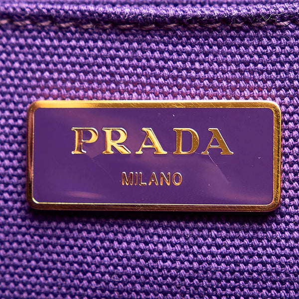 プラダ カナパ L ハンドバッグ ショルダーバッグ 2WAY パープル キャンバス レディース PRADA 【中古】
