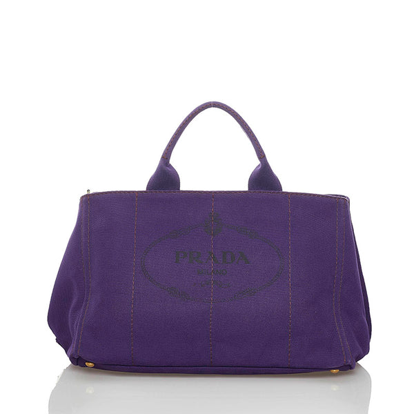 プラダ カナパ L ハンドバッグ ショルダーバッグ 2WAY パープル キャンバス レディース PRADA 【中古】