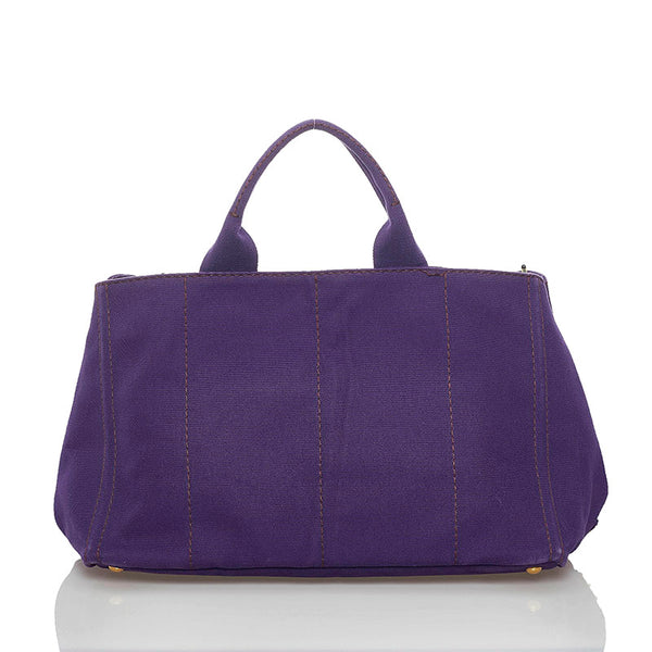 プラダ カナパ L ハンドバッグ ショルダーバッグ 2WAY パープル キャンバス レディース PRADA 【中古】