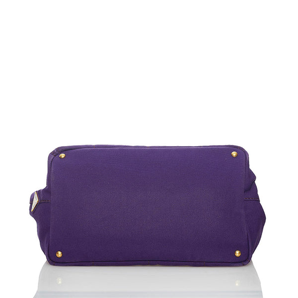 プラダ カナパ L ハンドバッグ ショルダーバッグ 2WAY パープル キャンバス レディース PRADA 【中古】