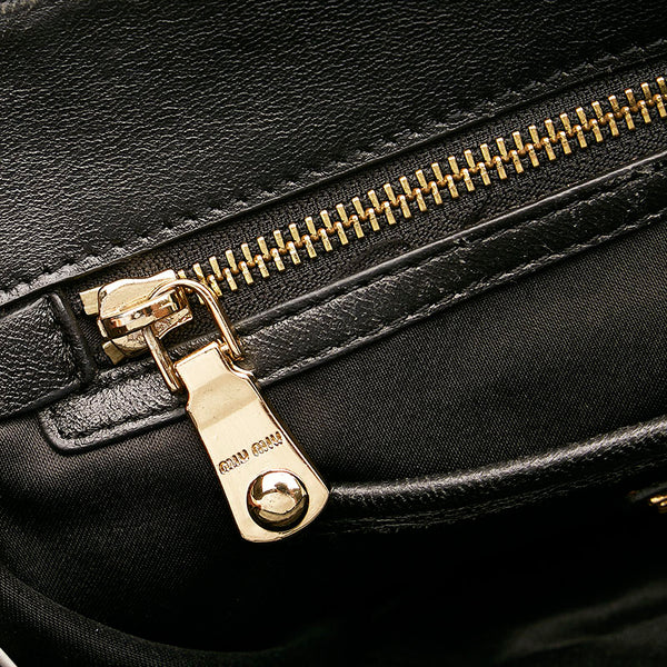 ミュウミュウ マテラッセ ハンドバッグ ブラック レザー レディース MIUMIU 【中古】