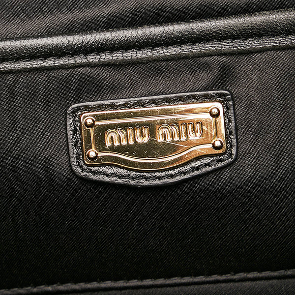 ミュウミュウ マテラッセ ハンドバッグ ブラック レザー レディース MIUMIU 【中古】