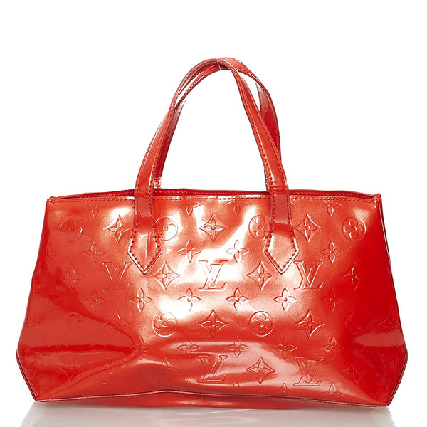 ルイ ヴィトン モノグラム ヴェルニ ウィルシャーPM ブルーバード ハンドバッグ M93644 オレンジサンセット パテントレザー レディース LOUIS VUITTON 【中古】