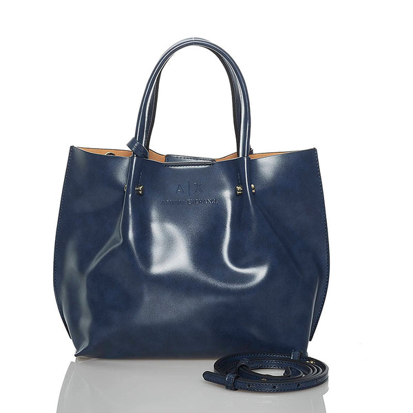 アルマーニエクスチェンジ ハンドバッグ 斜め掛けショルダーバッグ 2WAY ネイビー レザー レディース ARMANI EXCHANGE 【中古】