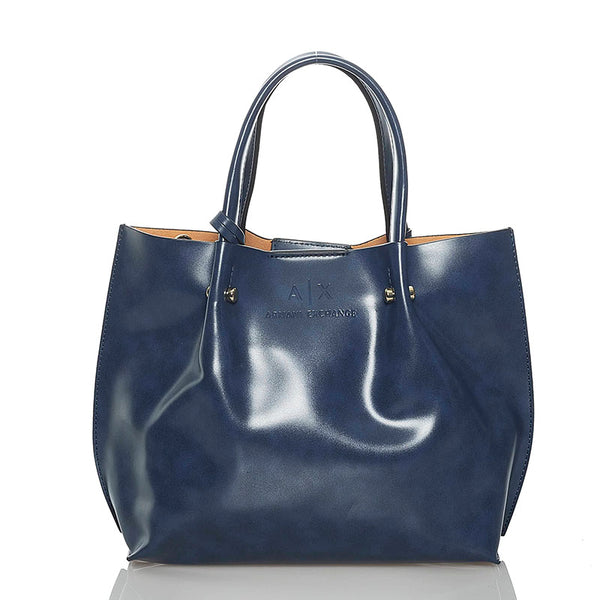 アルマーニエクスチェンジ ハンドバッグ 斜め掛けショルダーバッグ 2WAY ネイビー レザー レディース ARMANI EXCHANGE 【中古】