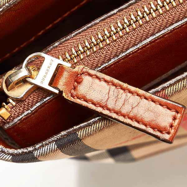バーバリー ノバチェック ワンショルダーバッグ ブラウン キャンバス レザー レディース BURBERRY 【中古】