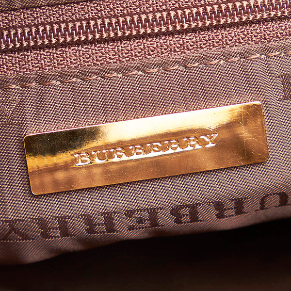 バーバリー ノバチェック ワンショルダーバッグ ブラウン キャンバス レザー レディース BURBERRY 【中古】