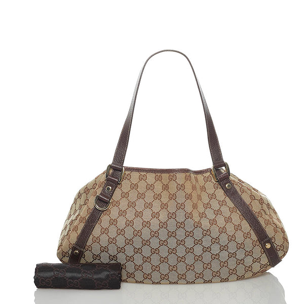 グッチ ＧGキャンバス ハンドバッグ 130736 ベージュ ブラウン キャンバス レザー レディース GUCCI 【中古】